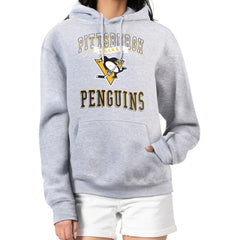 NHL Heather Gray Pittsburgh Penguins G-III 4Her by Carl Banks Women's Team Logo Tri-Blend Fleece Pullover Hoodie