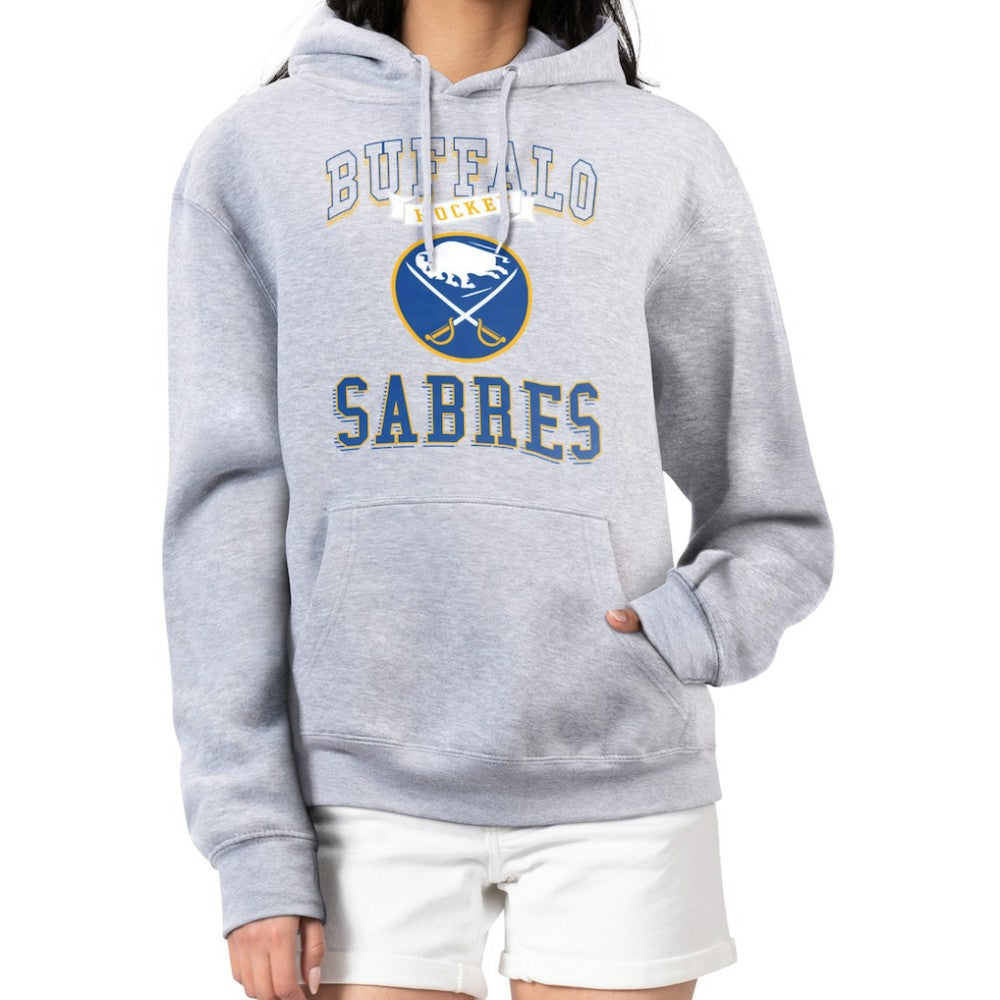 NHL Heather Gray Buffalo Sabres G-III 4Her by Carl Banks Women's Team Logo Tri-Blend Fleece Pullover Hoodie