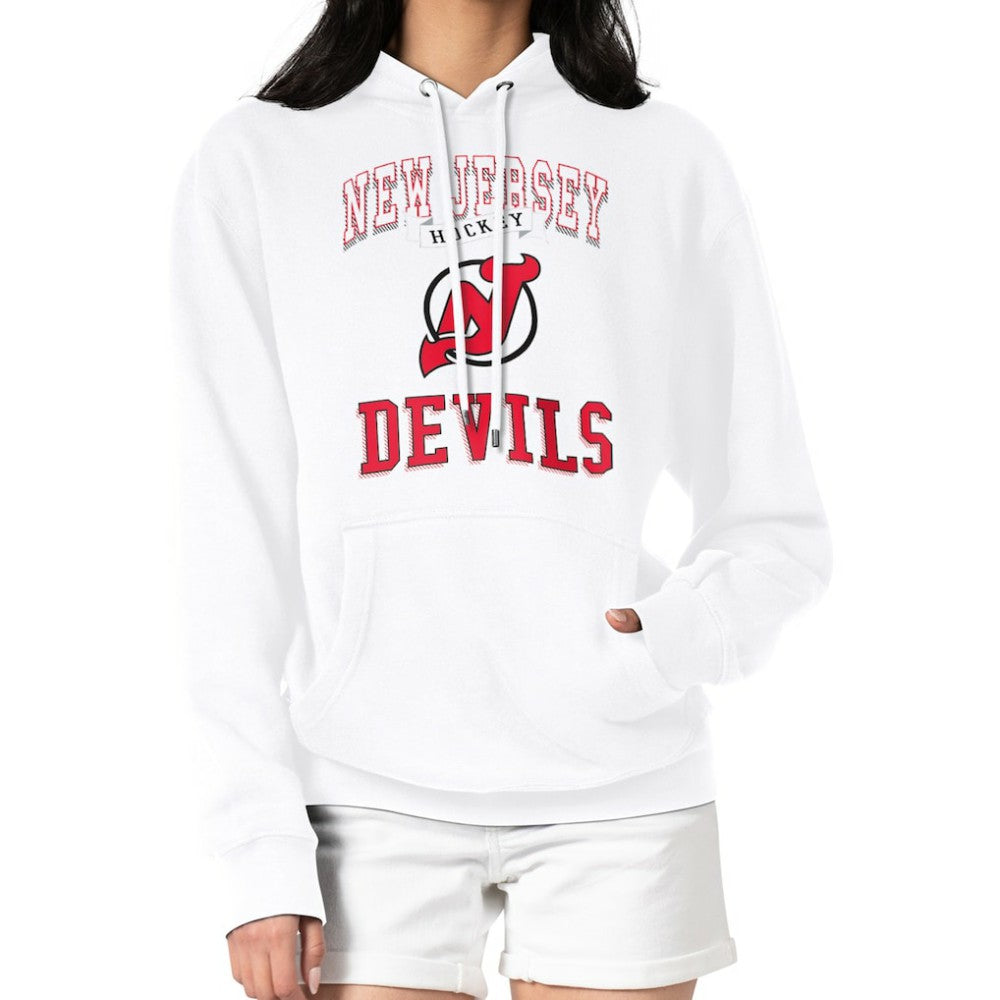 NHL White New Jersey Devils G-III 4Her by Carl Banks Women's Team Logo Tri-Blend Fleece Pullover Hoodie