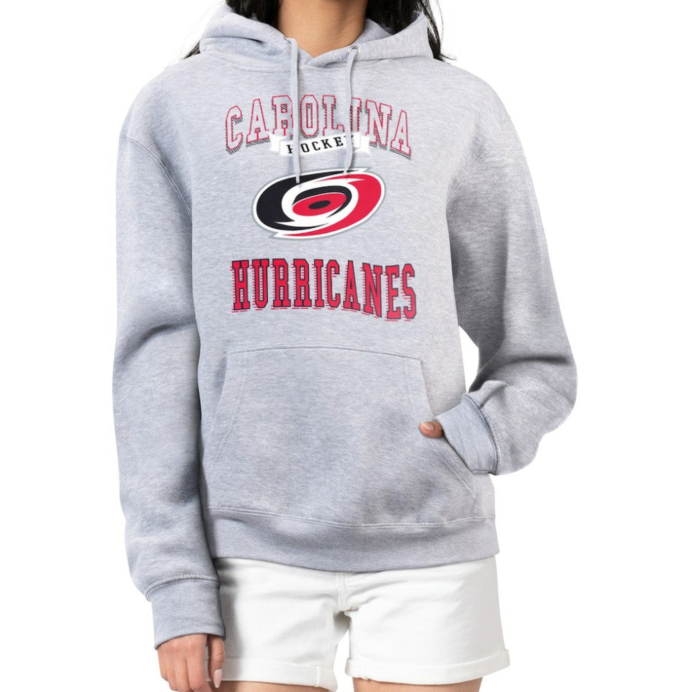 NHL Heather Gray Carolina Hurricanes G-III 4Her by Carl Banks Women's Team Logo Tri-Blend Fleece Pullover Hoodie