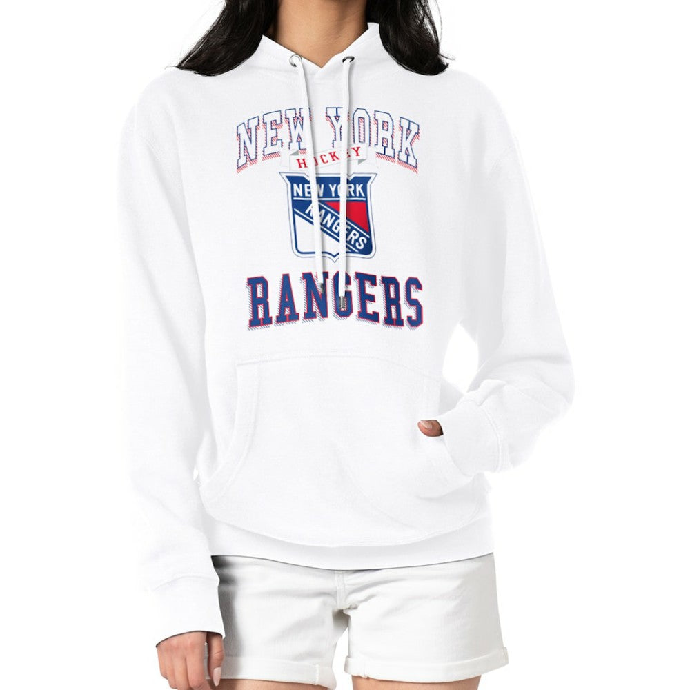 NHL White New York Rangers G-III 4Her by Carl Banks Women's Team Logo Tri-Blend Fleece Pullover Hoodie