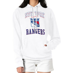 NHL White New York Rangers G-III 4Her by Carl Banks Women's Team Logo Tri-Blend Fleece Pullover Hoodie