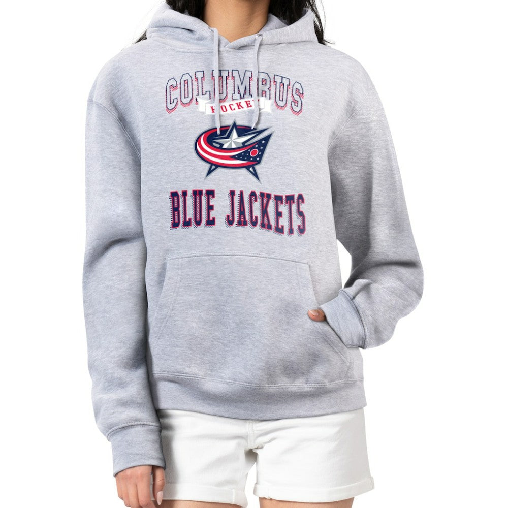 NHL Heather Gray Columbus Blue Jackets G-III 4Her by Carl Banks Women's Team Logo Tri-Blend Fleece Pullover Hoodie