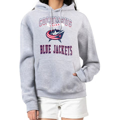 NHL Heather Gray Columbus Blue Jackets G-III 4Her by Carl Banks Women's Team Logo Tri-Blend Fleece Pullover Hoodie