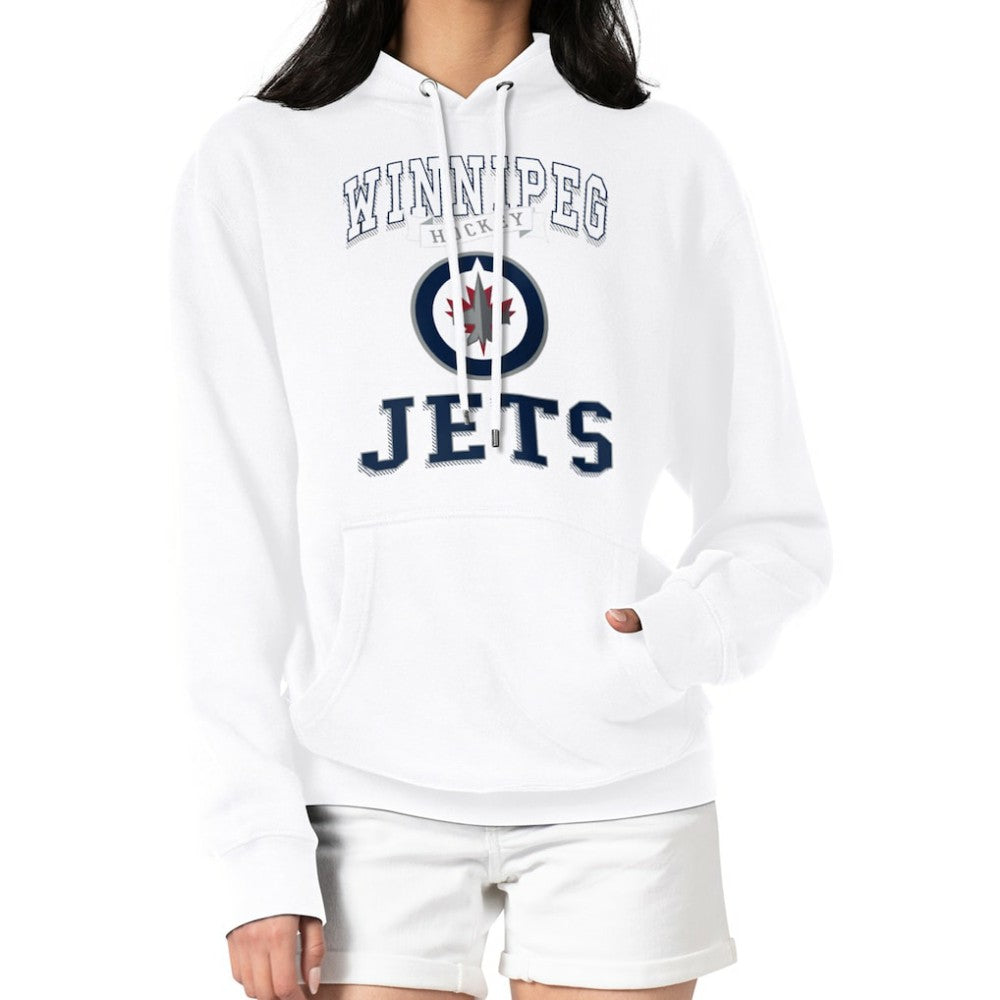 NHL White Winnipeg Jets G-III 4Her by Carl Banks Women's Team Logo Tri-Blend Fleece Pullover Hoodie