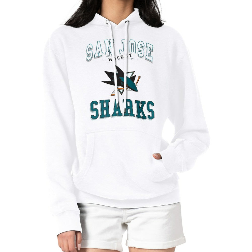 NHL White San Jose Sharks G-III 4Her by Carl Banks Women's Team Logo Tri-Blend Fleece Pullover Hoodie
