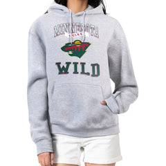 NHL Heather Gray Minnesota Wild G-III 4Her by Carl Banks Women's Team Logo Tri-Blend Fleece Pullover Hoodie