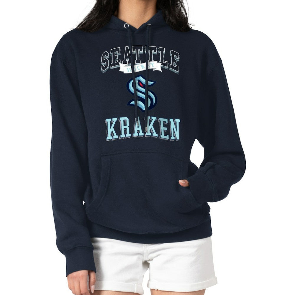 NHL Deep Sea Blue Seattle Kraken G-III 4Her by Carl Banks Women's Team Logo Tri-Blend Fleece Pullover Hoodie