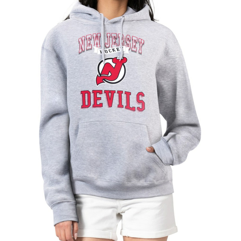 NHL Heather Gray New Jersey Devils G-III 4Her by Carl Banks Women's Team Logo Tri-Blend Fleece Pullover Hoodie