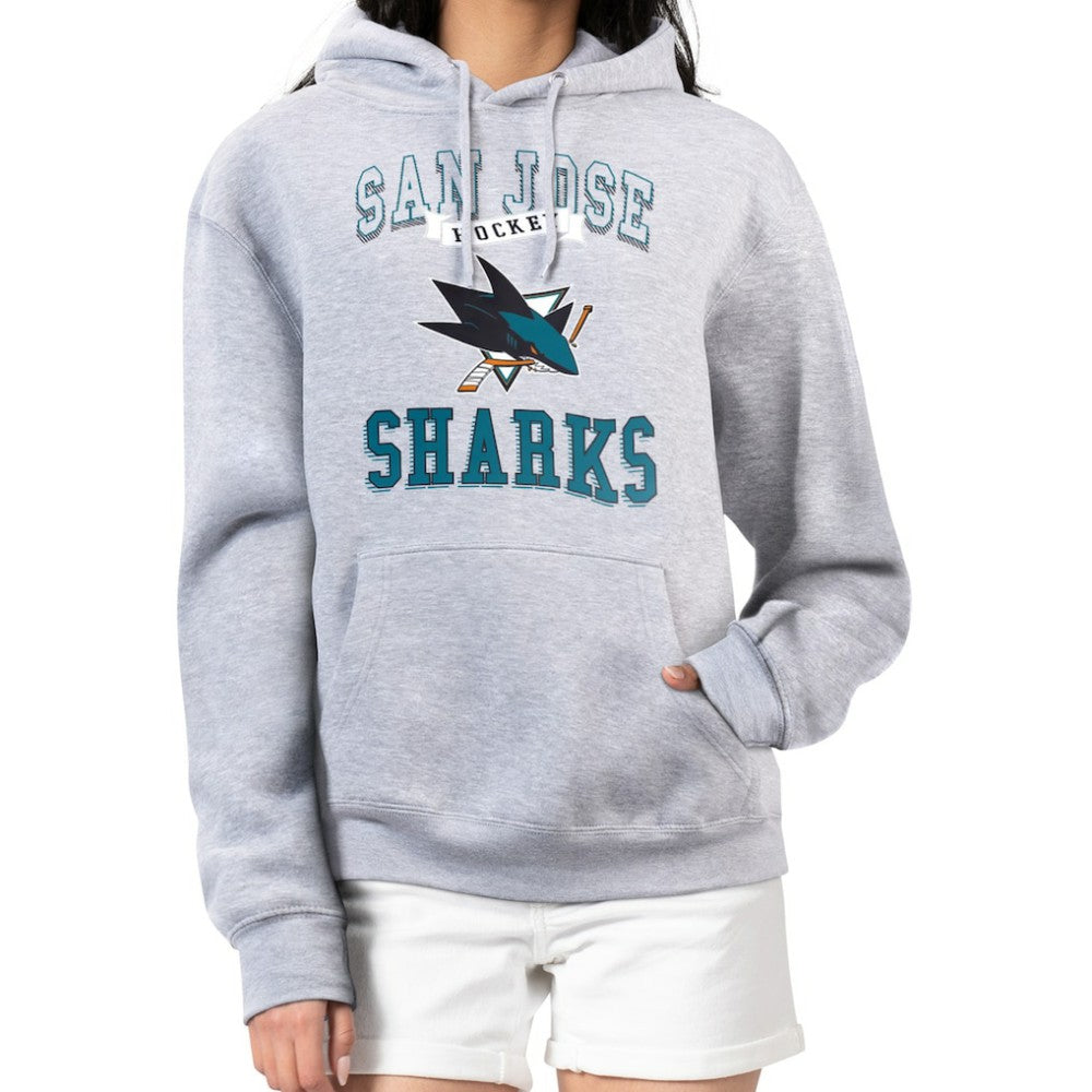 NHL Heather Gray San Jose Sharks G-III 4Her by Carl Banks Women's Team Logo Tri-Blend Fleece Pullover Hoodie