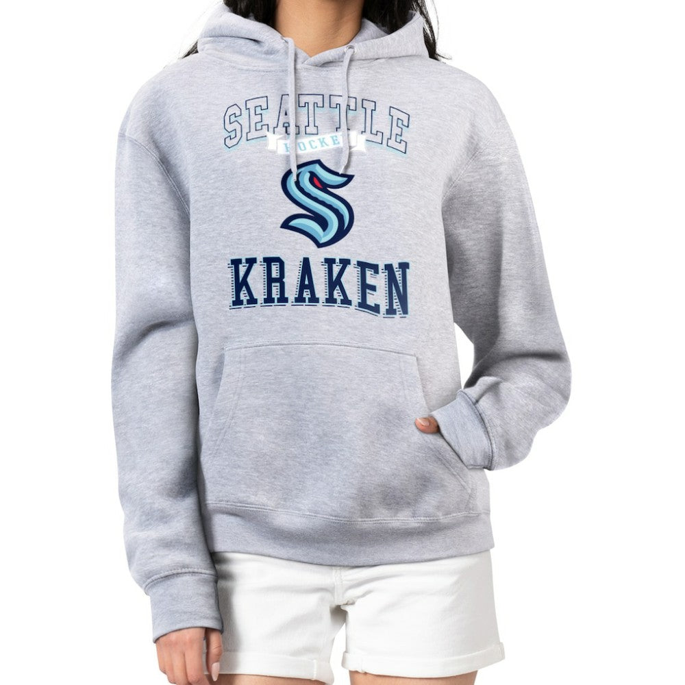 NHL Heather Gray Seattle Kraken G-III 4Her by Carl Banks Women's Team Logo Tri-Blend Fleece Pullover Hoodie