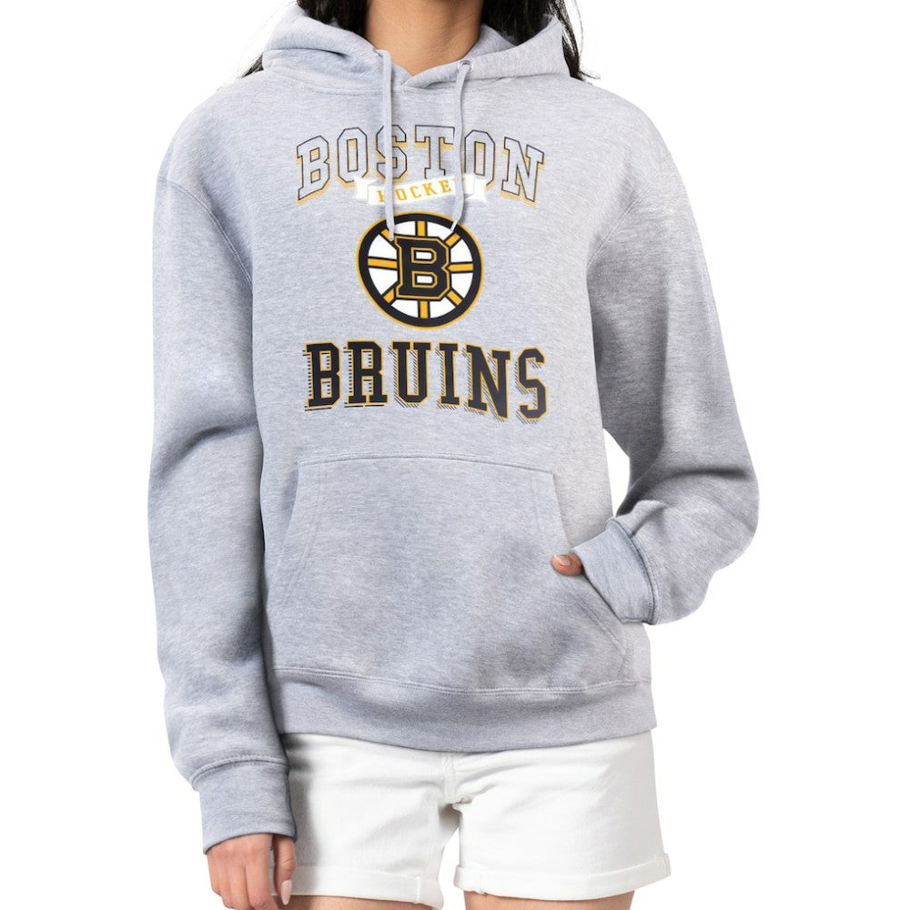 NHL Heather Gray Boston Bruins G-III 4Her by Carl Banks Women's Team Logo Tri-Blend Fleece Pullover Hoodie