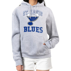 NHL Heather Gray St. Louis Blues G-III 4Her by Carl Banks Women's Team Logo Tri-Blend Fleece Pullover Hoodie