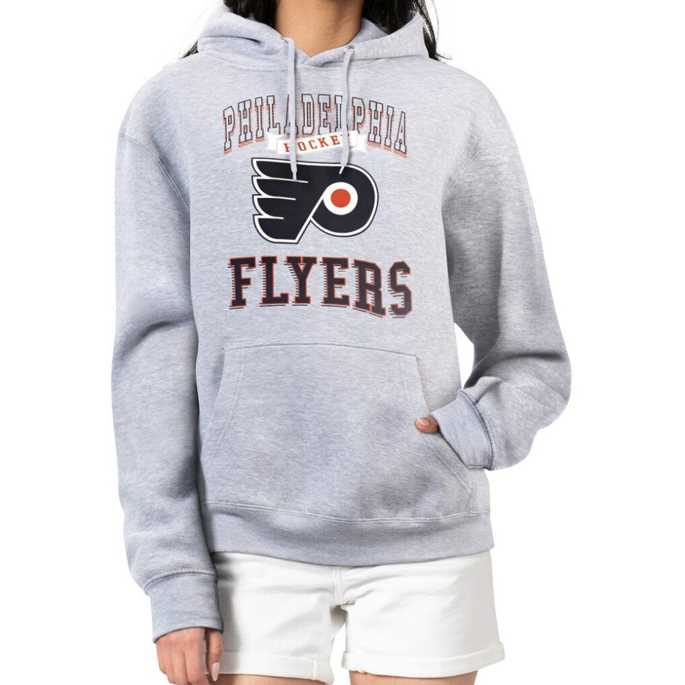 NHL Heather Gray Philadelphia Flyers G-III 4Her by Carl Banks Women's Team Logo Tri-Blend Fleece Pullover Hoodie