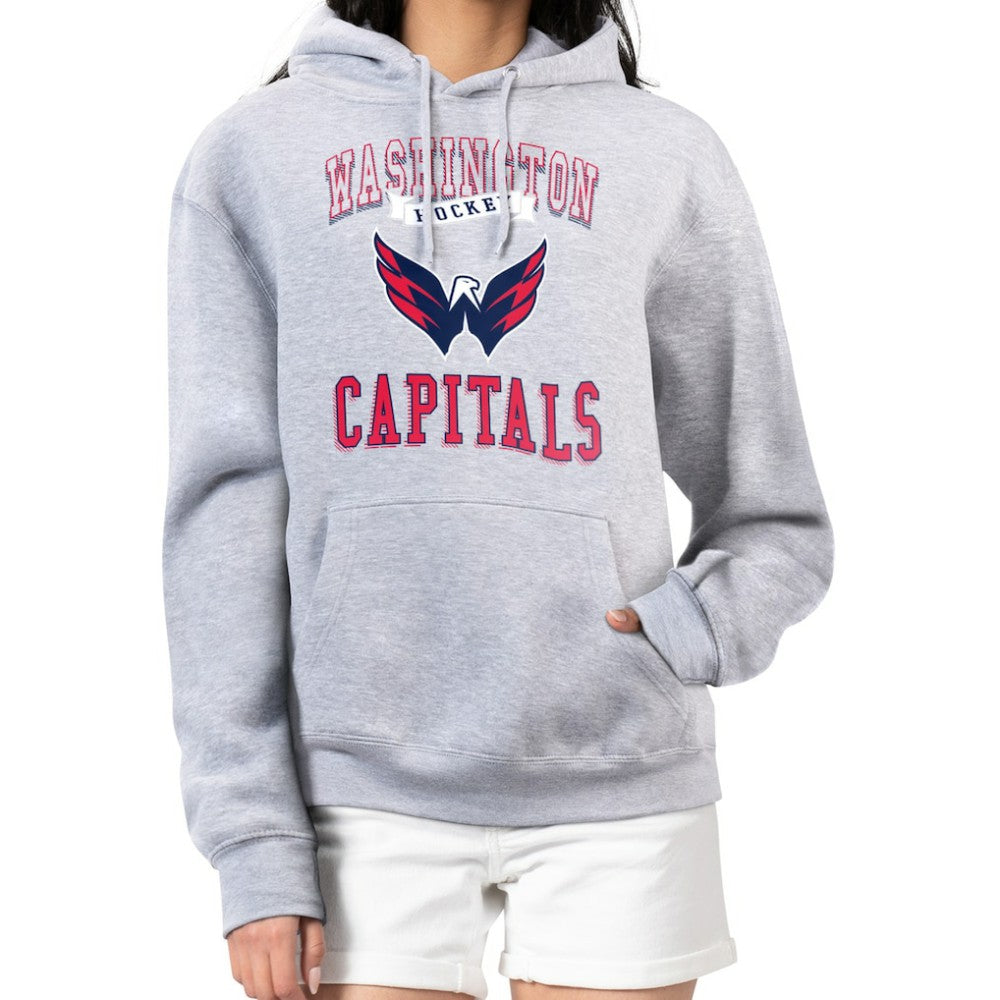 NHL Heather Gray Washington Capitals G-III 4Her by Carl Banks Women's Team Logo Tri-Blend Fleece Pullover Hoodie