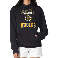 NHL Black Boston Bruins G-III 4Her by Carl Banks Women's Team Logo Tri-Blend Fleece Pullover Hoodie
