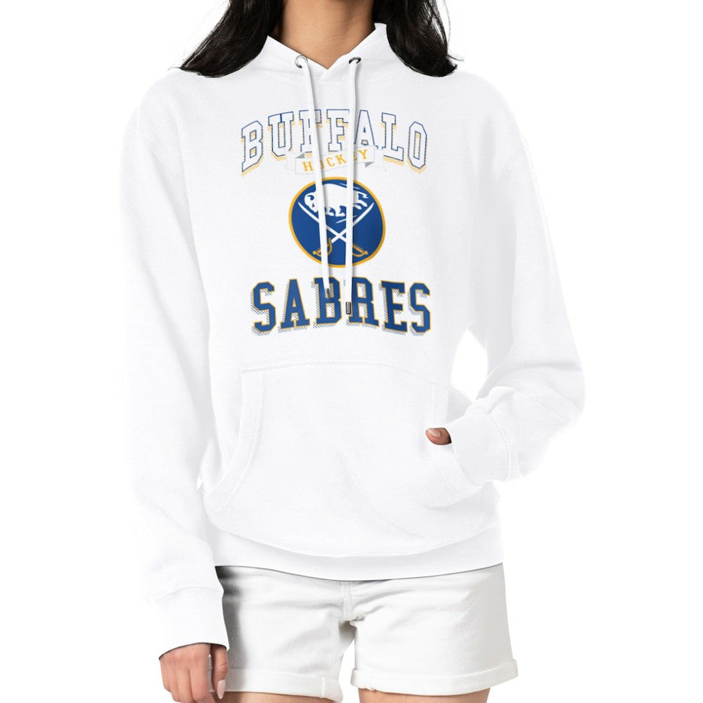 NHL White Buffalo Sabres G-III 4Her by Carl Banks Women's Team Logo Tri-Blend Fleece Pullover Hoodie