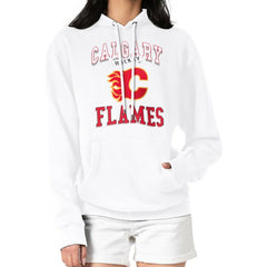 NHL White Calgary Flames G-III 4Her by Carl Banks Women's Team Logo Tri-Blend Fleece Pullover Hoodie