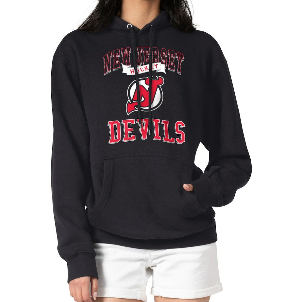 NHL Black New Jersey Devils G-III 4Her by Carl Banks Women's Team Logo Tri-Blend Fleece Pullover Hoodie
