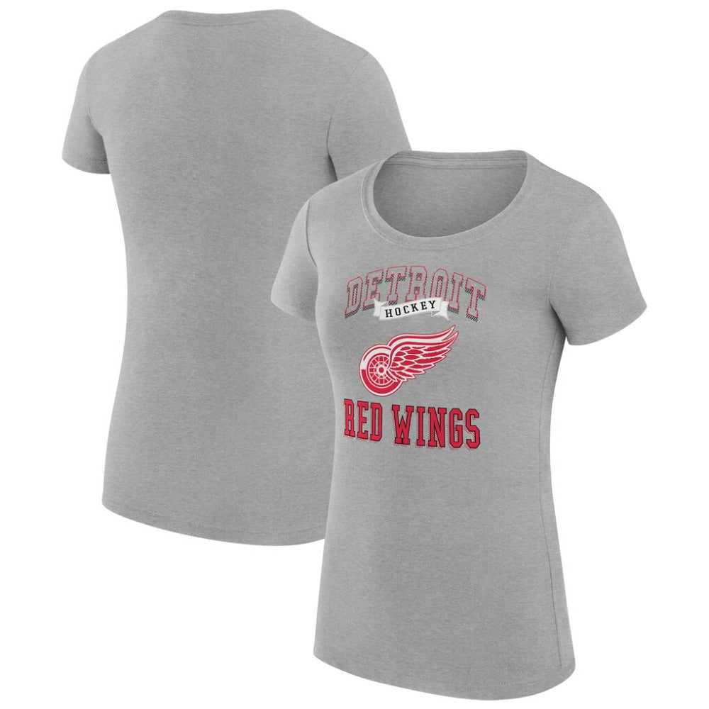 NHL Heather Gray Detroit Red Wings G-III 4Her by Carl Banks Women's Super-Slim Fit Lightweight Team Logo Graphic T-Shirt