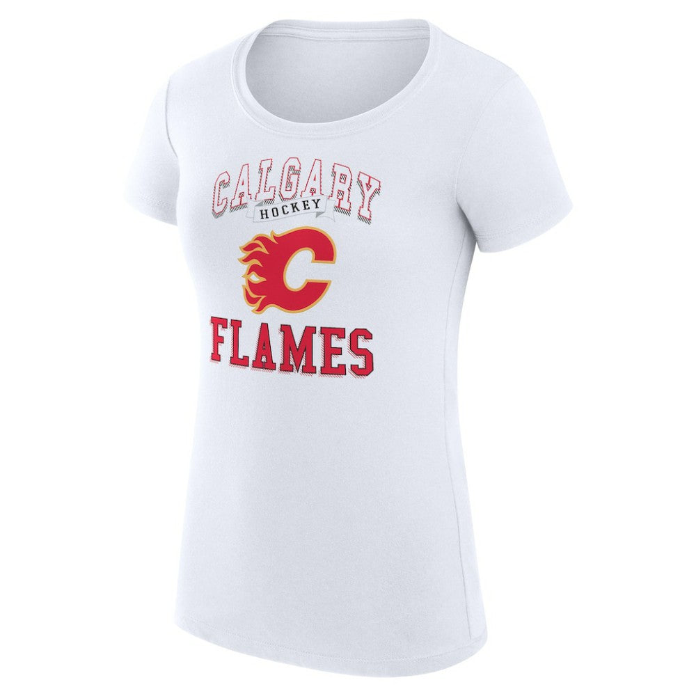 NHL White Calgary Flames G-III 4Her by Carl Banks Women's Super-Slim Fit Lightweight Team Logo Graphic T-Shirt