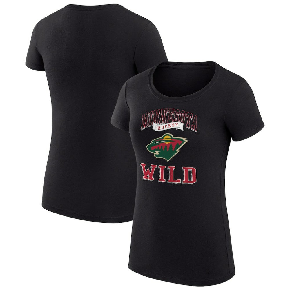 NHL Black Minnesota Wild G-III 4Her by Carl Banks Women's Super-Slim Fit Lightweight Team Logo Graphic T-Shirt