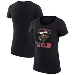 NHL Black Minnesota Wild G-III 4Her by Carl Banks Women's Super-Slim Fit Lightweight Team Logo Graphic T-Shirt