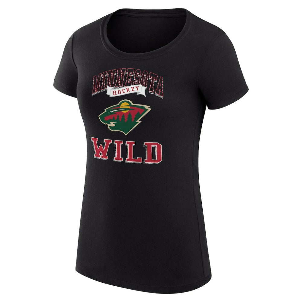 NHL Black Minnesota Wild G-III 4Her by Carl Banks Women's Super-Slim Fit Lightweight Team Logo Graphic T-Shirt
