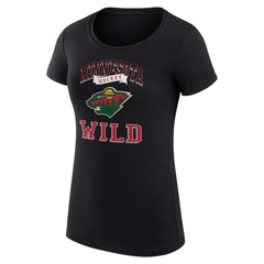 NHL Black Minnesota Wild G-III 4Her by Carl Banks Women's Super-Slim Fit Lightweight Team Logo Graphic T-Shirt