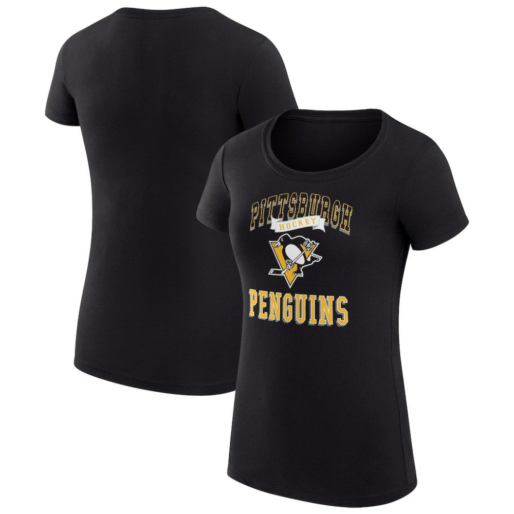 NHL Black Pittsburgh Penguins G-III 4Her by Carl Banks Women's Super-Slim Fit Lightweight Team Logo Graphic T-Shirt
