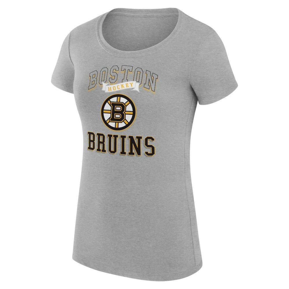 NHL Heather Gray Boston Bruins G-III 4Her by Carl Banks Women's Super-Slim Fit Lightweight Team Logo Graphic T-Shirt