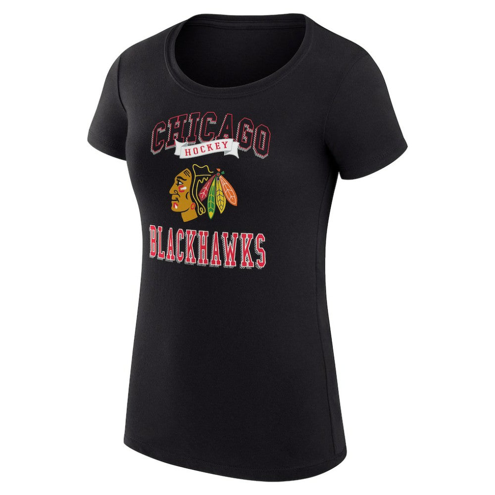 NHL Black Chicago Blackhawks G-III 4Her by Carl Banks Women's Super-Slim Fit Lightweight Team Logo Graphic T-Shirt