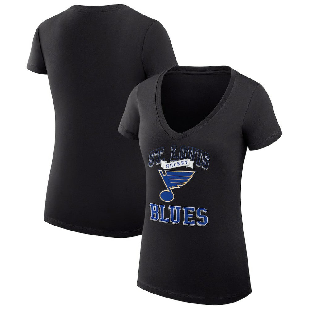 NHL Black St. Louis Blues G-III 4Her by Carl Banks Women's Super-Slim Fit Lightweight Team Logo Graphic V-Neck T-Shirt