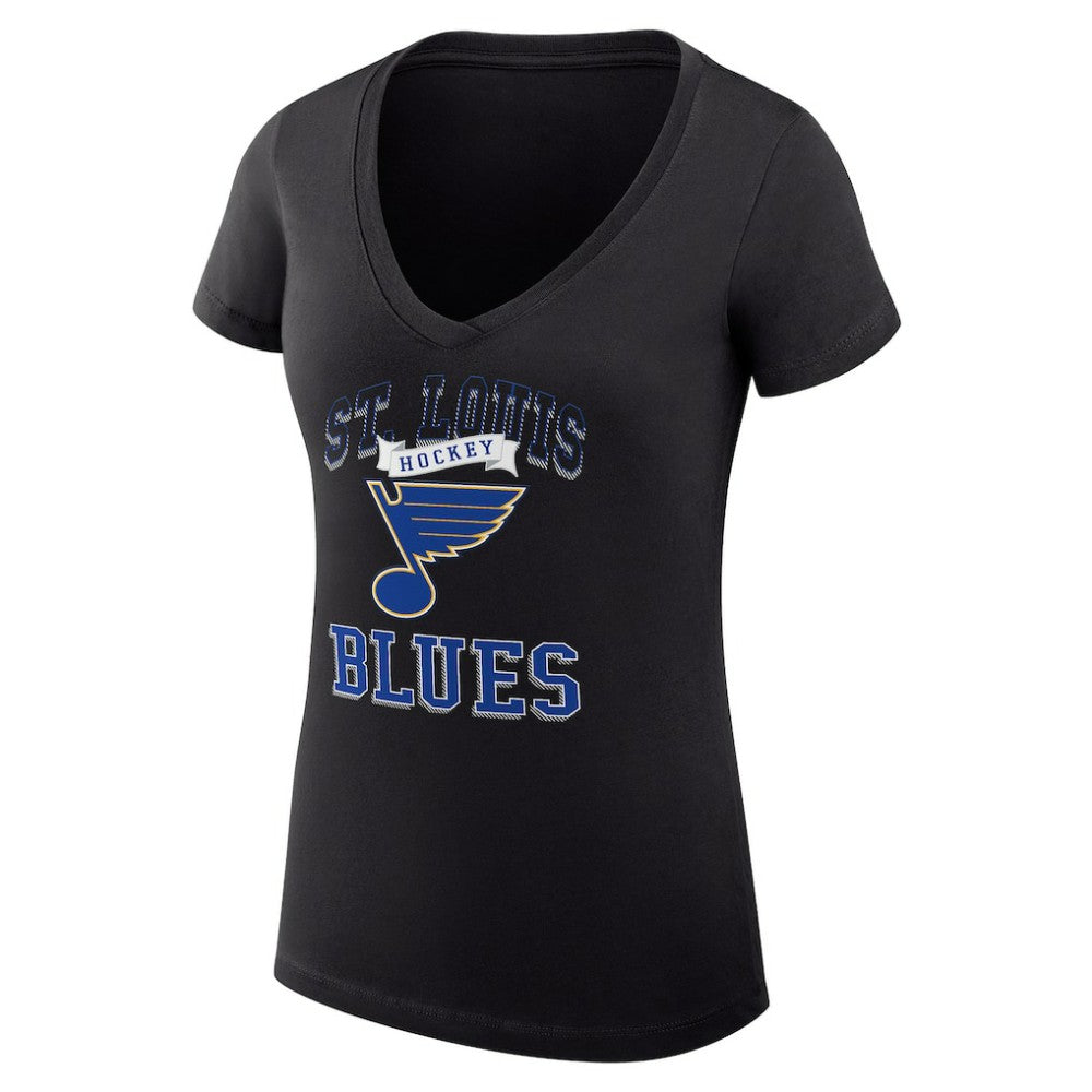 NHL Black St. Louis Blues G-III 4Her by Carl Banks Women's Super-Slim Fit Lightweight Team Logo Graphic V-Neck T-Shirt