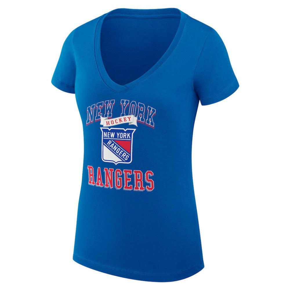 NHL Blue New York Rangers G-III 4Her by Carl Banks Women's Super-Slim Fit Lightweight Team Logo Graphic V-Neck T-Shirt
