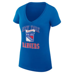 NHL Blue New York Rangers G-III 4Her by Carl Banks Women's Super-Slim Fit Lightweight Team Logo Graphic V-Neck T-Shirt
