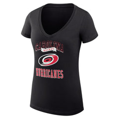 NHL Black Carolina Hurricanes G-III 4Her by Carl Banks Women's Super-Slim Fit Lightweight Team Logo Graphic V-Neck T-Shirt