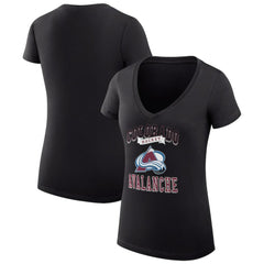 NHL Black Colorado Avalanche G-III 4Her by Carl Banks Women's Super-Slim Fit Lightweight Team Logo Graphic V-Neck T-Shirt
