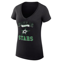 NHL Black Dallas Stars G-III 4Her by Carl Banks Women's Super-Slim Fit Lightweight Team Logo Graphic V-Neck T-Shirt