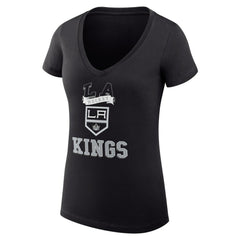 NHL Black Los Angeles Kings G-III 4Her by Carl Banks Women's Super-Slim Fit Lightweight Team Logo Graphic V-Neck T-Shirt
