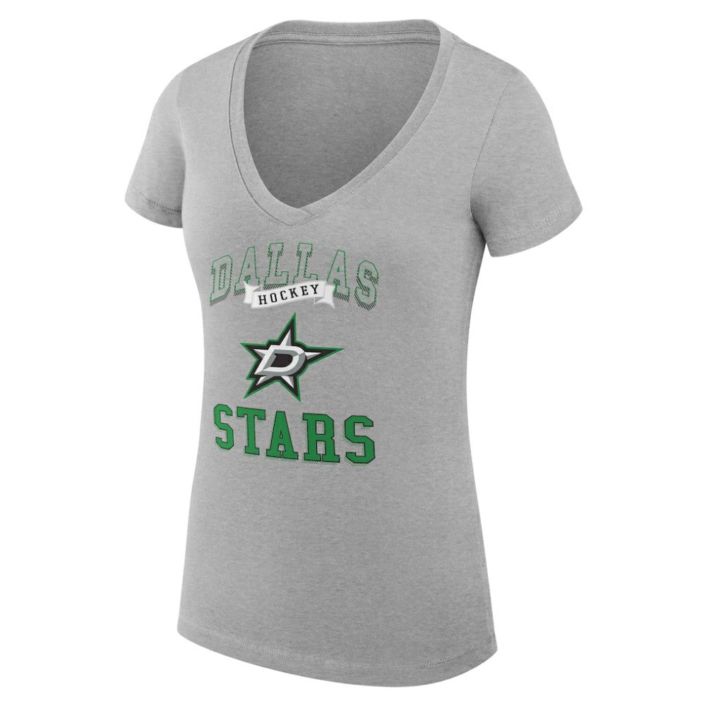 NHL Heather Gray Dallas Stars G-III 4Her by Carl Banks Women's Super-Slim Fit Lightweight Team Logo Graphic V-Neck T-Shirt