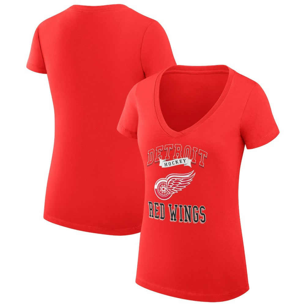 NHL Red Detroit Red Wings G-III 4Her by Carl Banks Women's Super-Slim Fit Lightweight Team Logo Graphic V-Neck T-Shirt