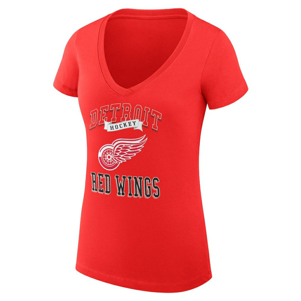 NHL Red Detroit Red Wings G-III 4Her by Carl Banks Women's Super-Slim Fit Lightweight Team Logo Graphic V-Neck T-Shirt