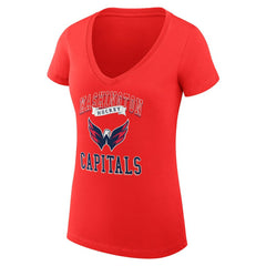 NHL Red Washington Capitals G-III 4Her by Carl Banks Women's Super-Slim Fit Lightweight Team Logo Graphic V-Neck T-Shirt