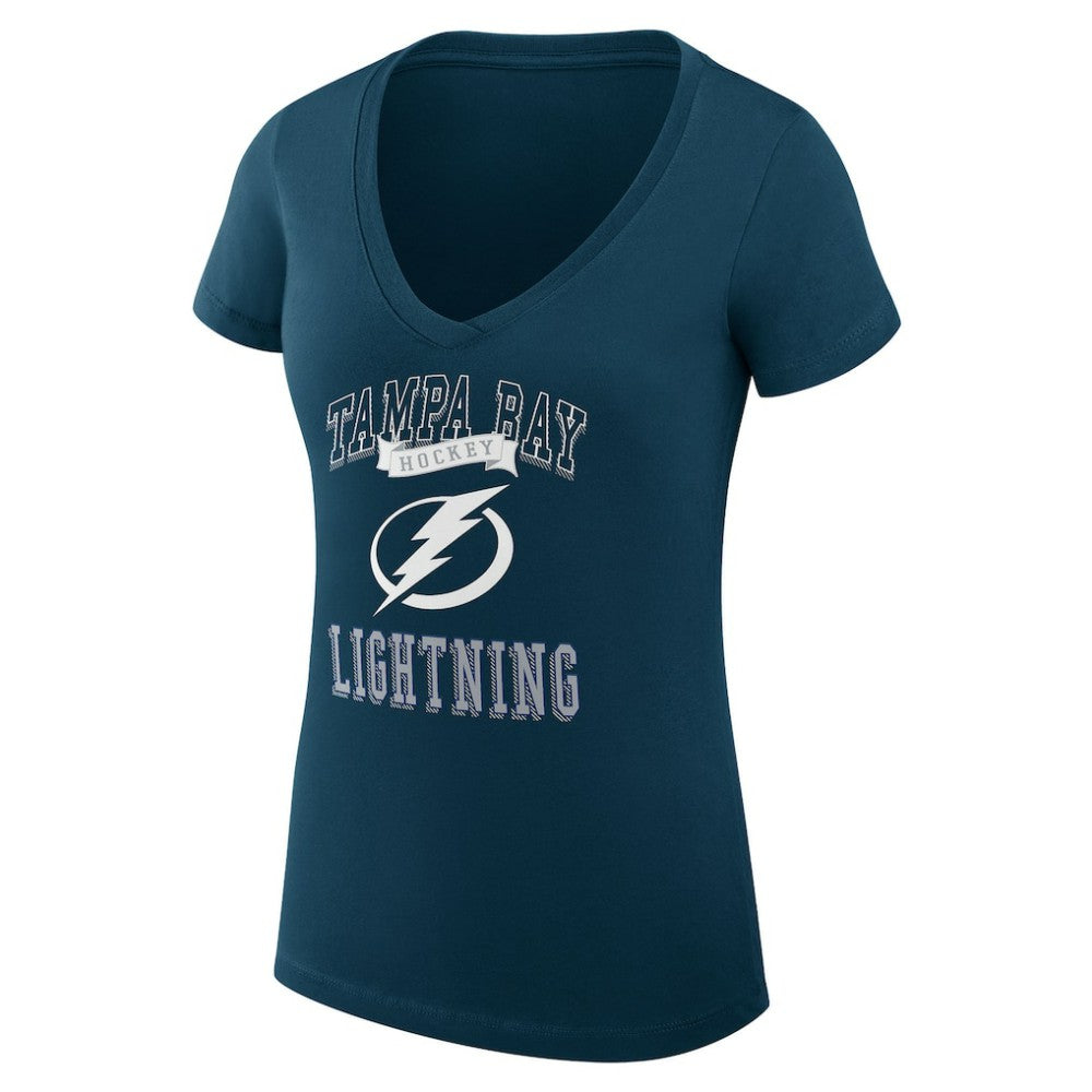 NHL Navy Tampa Bay Lightning G-III 4Her by Carl Banks Women's Super-Slim Fit Lightweight Team Logo Graphic V-Neck T-Shirt