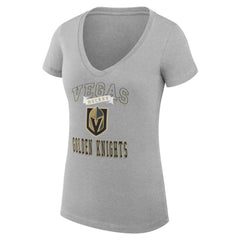 NHL Heather Gray Vegas Golden Knights G-III 4Her by Carl Banks Women's Super-Slim Fit Lightweight Team Logo Graphic V-Neck T-Shirt