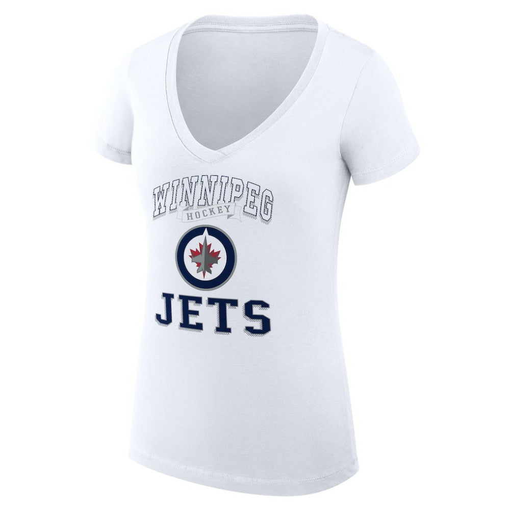 NHL White Winnipeg Jets G-III 4Her by Carl Banks Women's Super-Slim Fit Lightweight Team Logo Graphic V-Neck T-Shirt