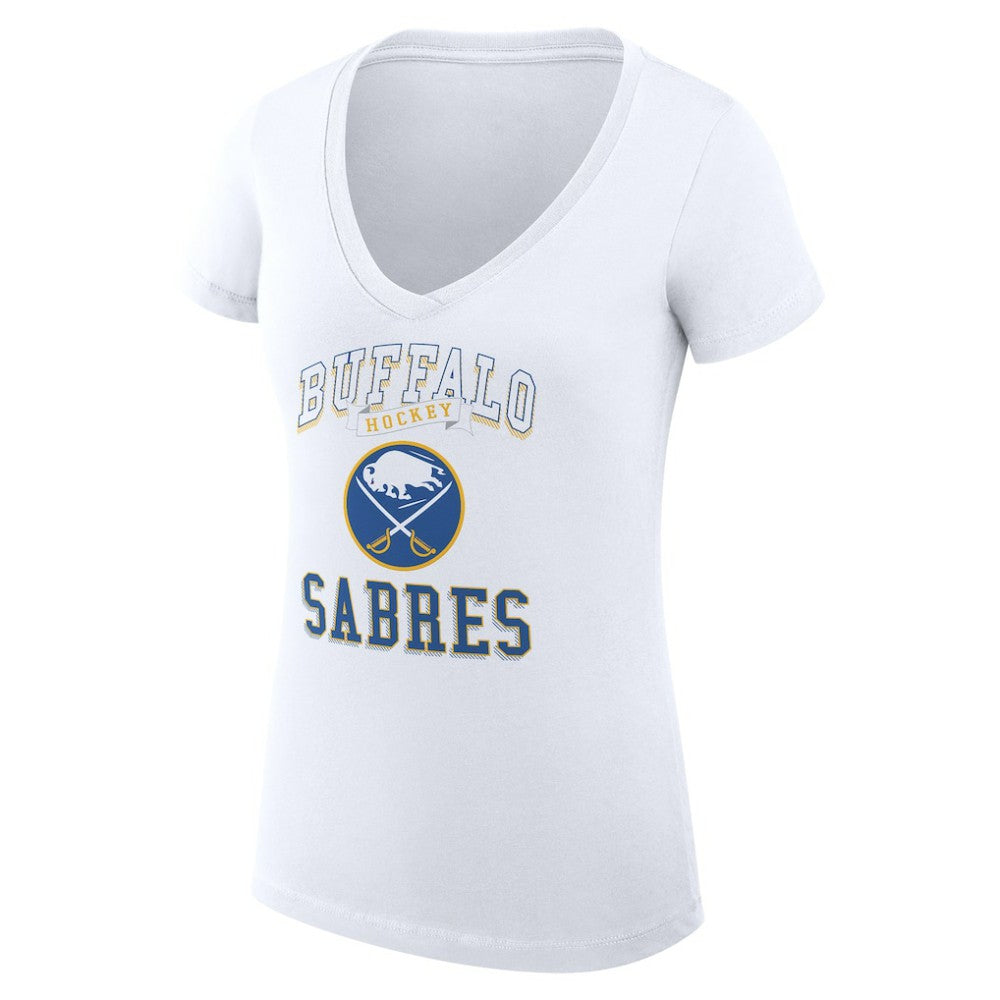 NHL White Buffalo Sabres G-III 4Her by Carl Banks Women's Super-Slim Fit Lightweight Team Logo Graphic V-Neck T-Shirt