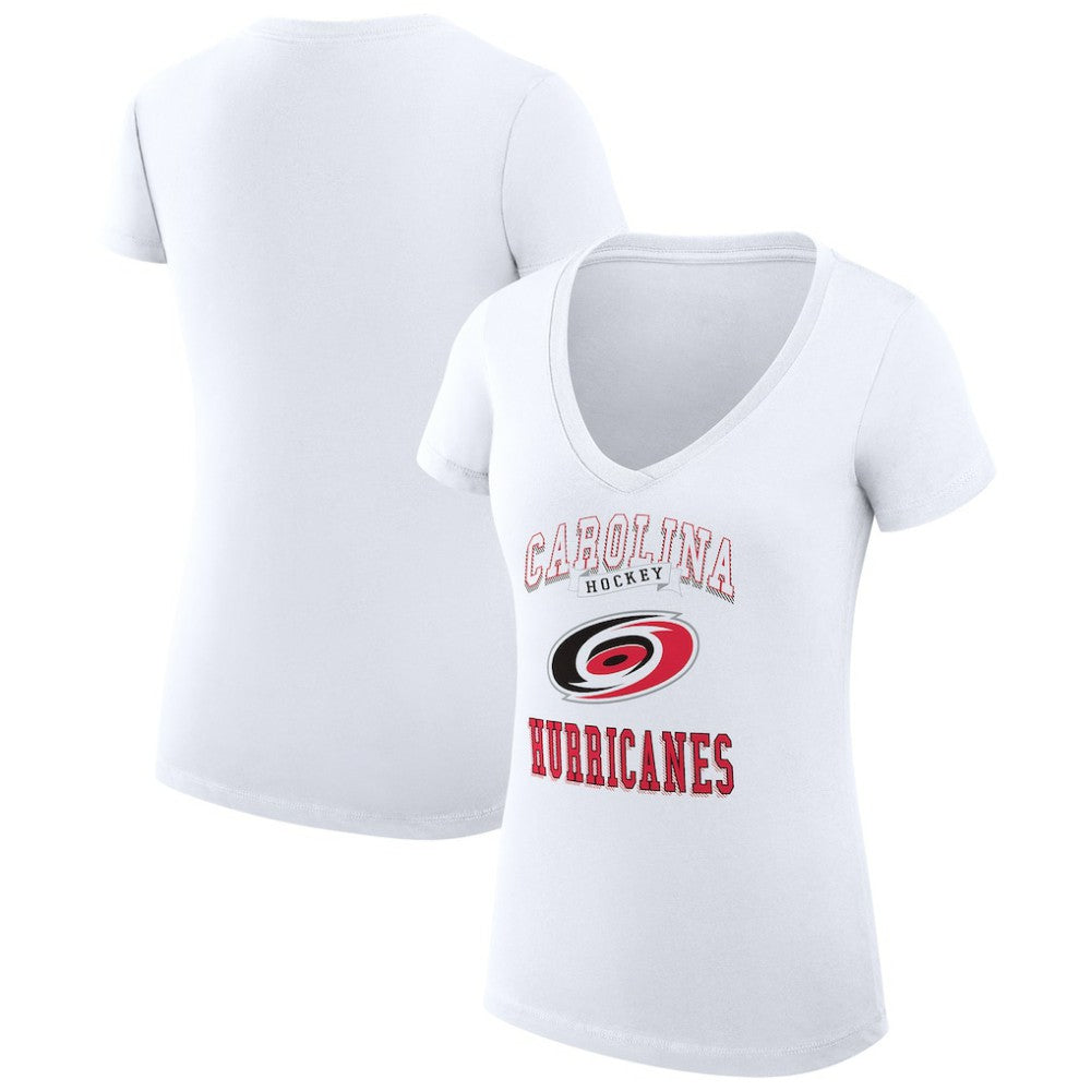 NHL White Carolina Hurricanes G-III 4Her by Carl Banks Women's Super-Slim Fit Lightweight Team Logo Graphic V-Neck T-Shirt