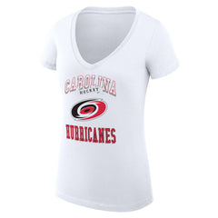 NHL White Carolina Hurricanes G-III 4Her by Carl Banks Women's Super-Slim Fit Lightweight Team Logo Graphic V-Neck T-Shirt